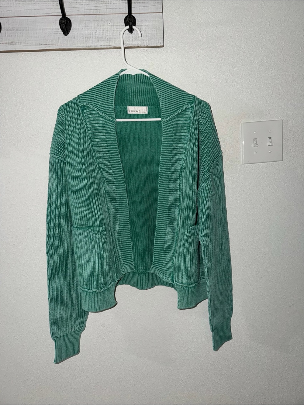 Zenana Outfitters Teal Green Ribbed Open-Front Cardigan NWOT